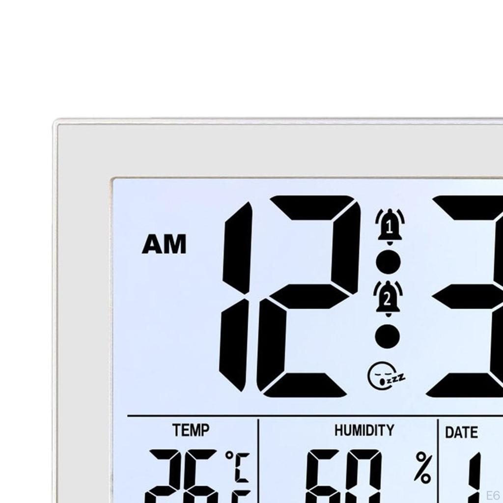 Digital Alarm Clock Bedside Table Timepiece Large Display Versatile Night Light Double Alarms Desk