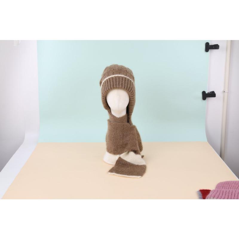 Autumn and winter squirrel velvet warm women's wool hat versatile snow hat cold winter hat scarf integrated knitted hat