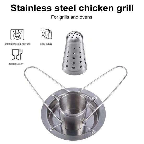 Ølboks Kyllingstekerstativ med smaksbeholder Fjærkresteker i rustfritt stål for grill