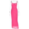 Mesh Dressins Fashion Style Women's Clothing Fashion Sexy Suspenders Low-Cut Slim Fit Hip-Wrapped Mesh Length Dress