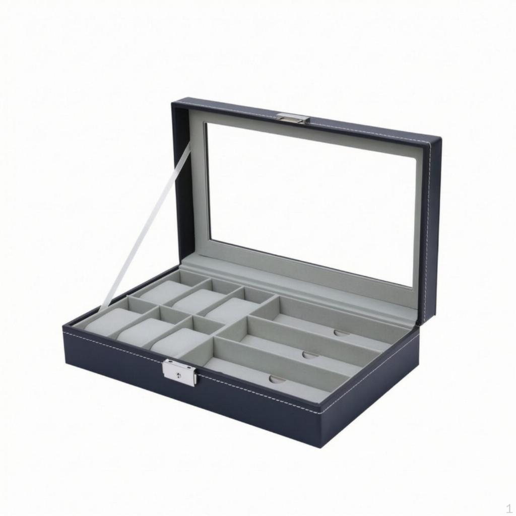 Watch Box with Transparent Lid Supportive Organizer Stylish for Dresser