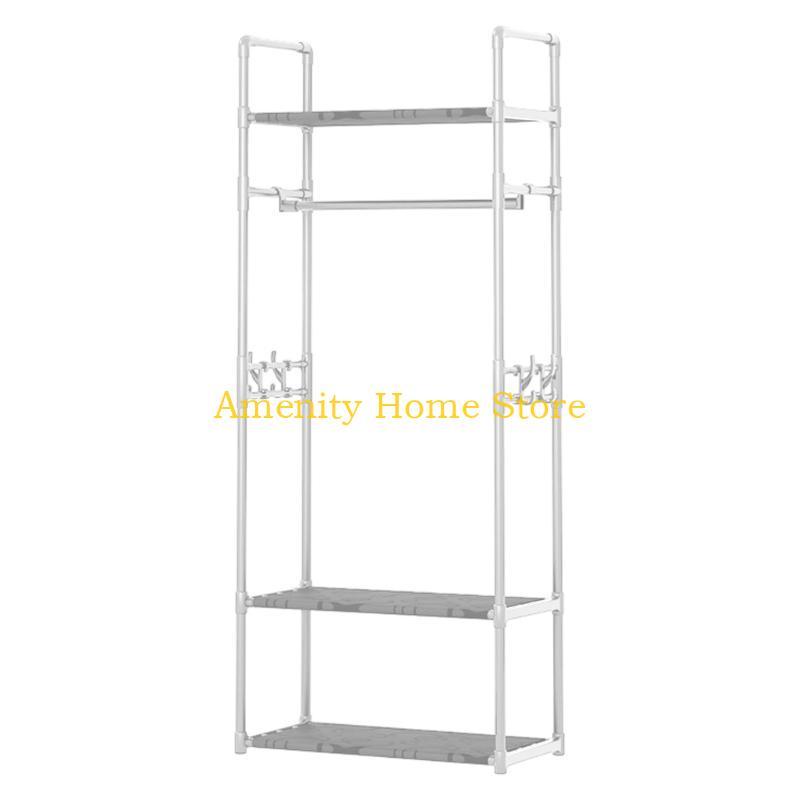 F26C Clothing Rack Garment Rack with Bottom Shelf for Hanging Clothes Coat Skirts Shirts Sweaters Shoe Rack Storing Shoes