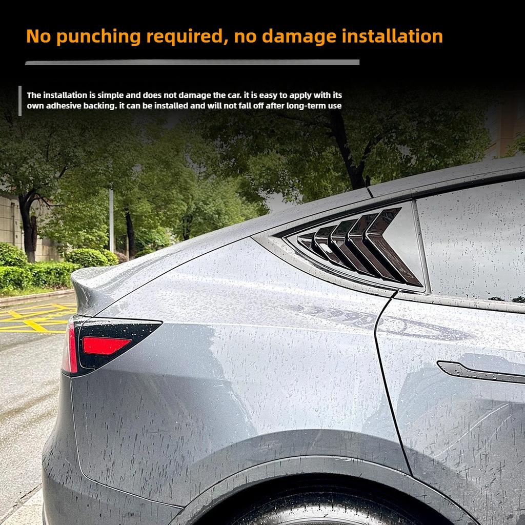 2PCS Side Window Louver Cover Sport Style For Tesla Model 3 Y Juniper Highland 2025-2020 2026 Rear Window Spoiler Shutter Cover