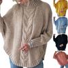 Women Sweater Tops Half High Collar Batwing Long Sleeve Solid Color Knitted Sweater Twist Texture Loose Fit Casual Knitting Tops