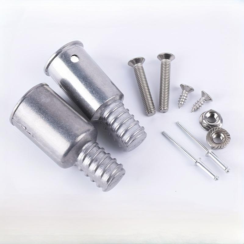 5pcs/set Silvery American Metal Threaded Head Alloy Broom Handle, Metal Roller Bar Mop Rod Extensions, Cleaning Brush Extension Rod Connector Fittings