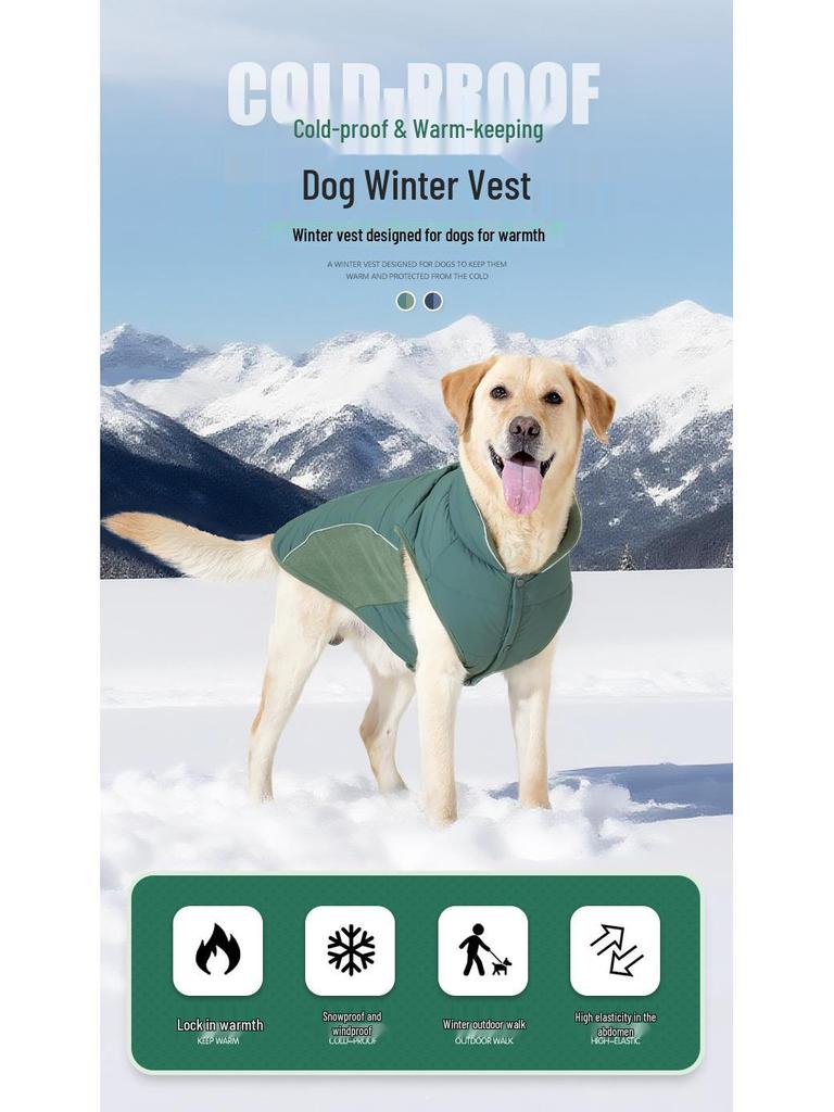 Fleece-Hunde-Weste mit hohem Kragen: Warmer, dicker Baumwollmantel für mittelgroße, kleine und große Hunde - Ideal für Herbst und Winter