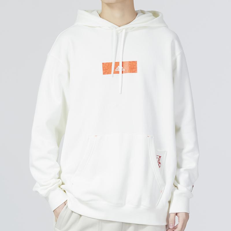 Adidas Gfx Hood Sportovní ležérní mikina přes hlavu Pánské topy Bílá HZ3035