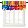 Crayon Window Valance Curtains Colorful Rainbow Pigment Paintings Pencil Pattern for Kids Room Decoration Short Curtain for Kitchen Living Room