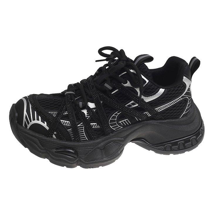 Cowhide version~ Breathable and lightweight dad shoes for women's 2025 autumn new invisible inner heightening platform casual sports shoes