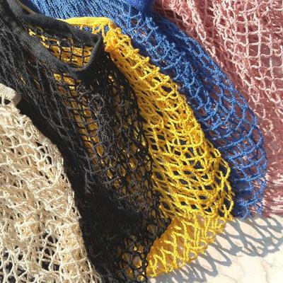 Sacs d'épicerie portables réutilisables, sac à fruits et légumes, chaîne en maille de coton lavable, organisateur biologique, sac à main, fourre-tout en filet à poignée courte