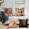 M-Margot Robbie Actor Cushion Cover Square Sofa Cushion Cover Casual Skin-Friendly Comfortable Pillow Cover