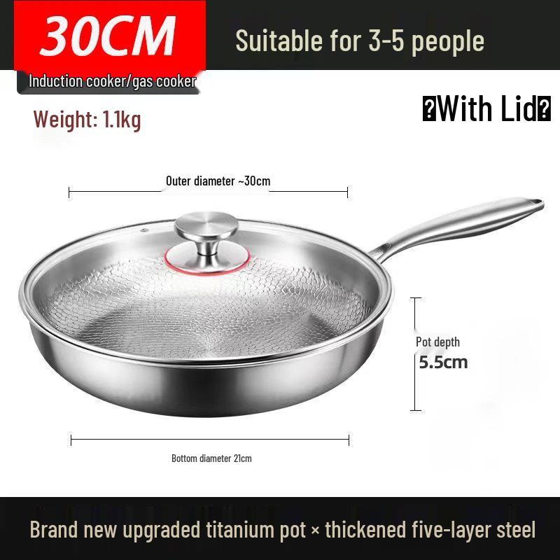 Premium Titanium Non-stick Hammered Frying Pan with Steel Layer, Ideal for Steaks, Flat-Bottomed Design