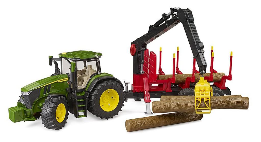 Bruder JD 7R 350 Front Loader & Forest Trailer (with 4 logs) BR03154