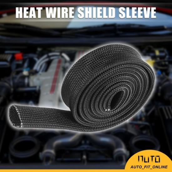 Fiberglass Heat Wire Shield Sleeve Heat Shield 3.2Ft 10Mm 3/8" For Car Wire