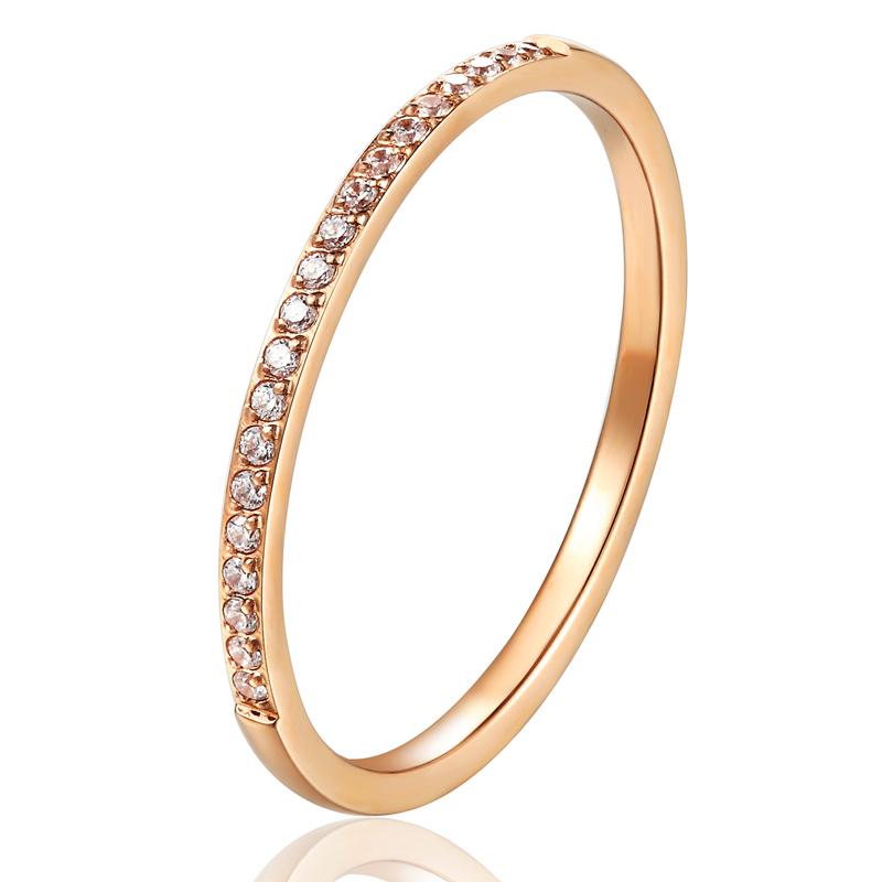 

1.5mm Wide Fine workmanship Zircon Ring For Women Top Quality Titanium Steel Gifts for lovers Jewelry Wedding Ring 12