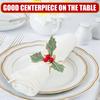 6Pcs Berry and Leaf Napkin Rings Clasps for Xmas Table Decoration Xmas Napkin Rings Christmas Table Decor