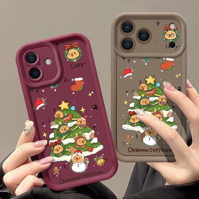 Cartoon Weihnachtsbaum Handyhülle für iPhone Air 16e 17 16 15 Pro Max 14 13 Pro Max 17 12 11 Stoßfeste Weiche Silikonhülle