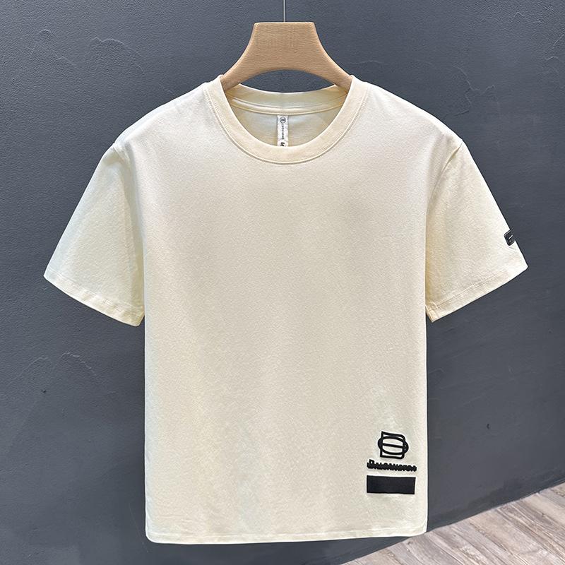 

Новая летняя футболка с коротким рукавом, мужская, с принтом, базовая, повседневная, с круглым вырезом, с рукавом до локтя 5XL