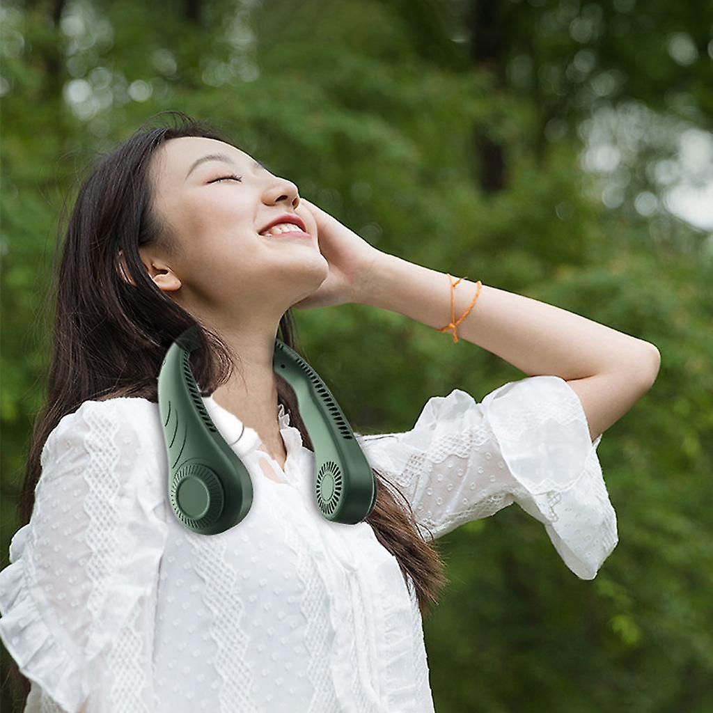 Portable Neck Hanging Fan Sports Gym Running Personal Fan Wearable Fan Green