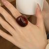 Women's High-End Amber Resin Statement Ring - Versatile Cold Style for Index Finger