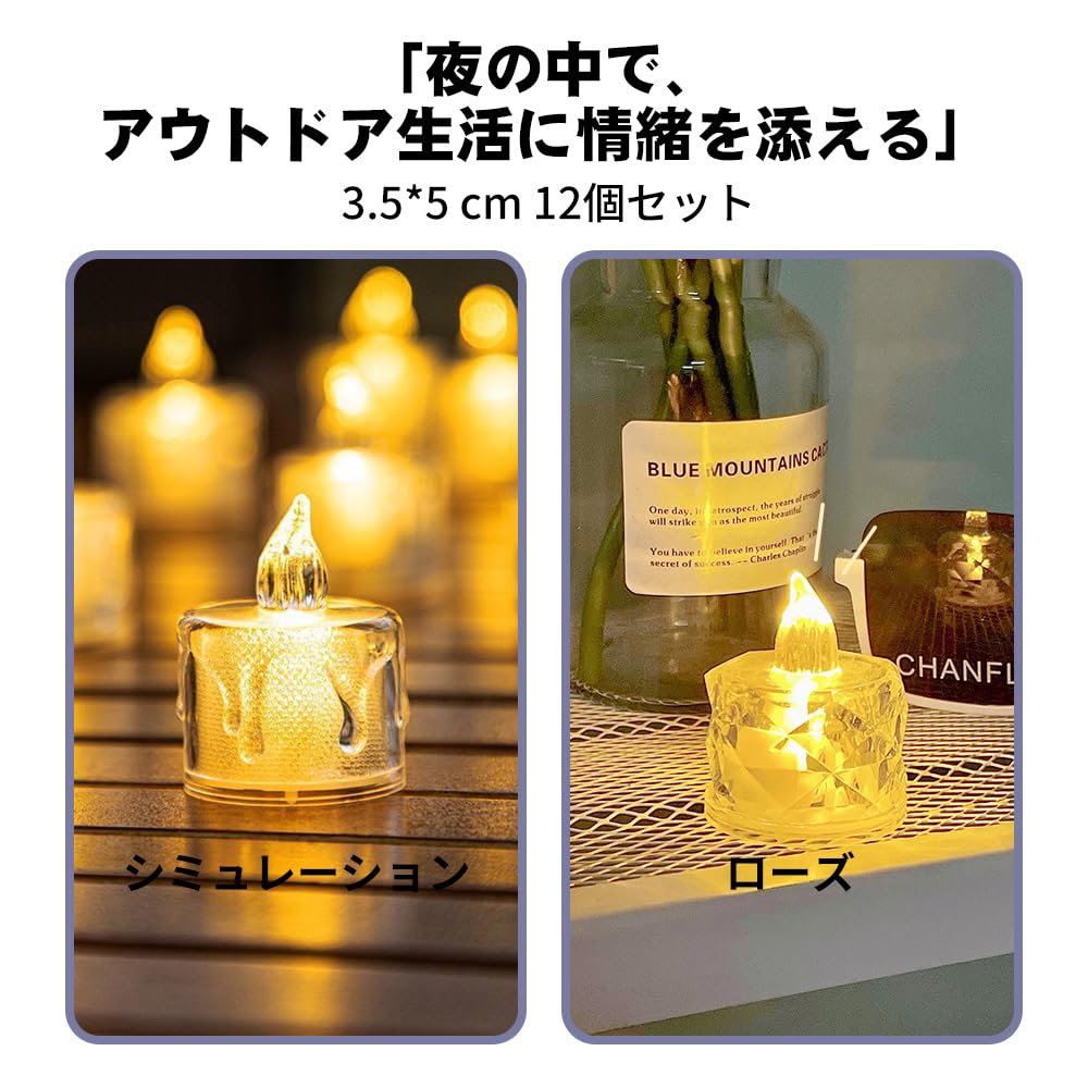 12 LED Candle Lights, Translucent, Christmas Decoration, Soothing Light, Flashing, Warm Color, Fragrance-Free, Flameless, Night Light, Sleep Aid,