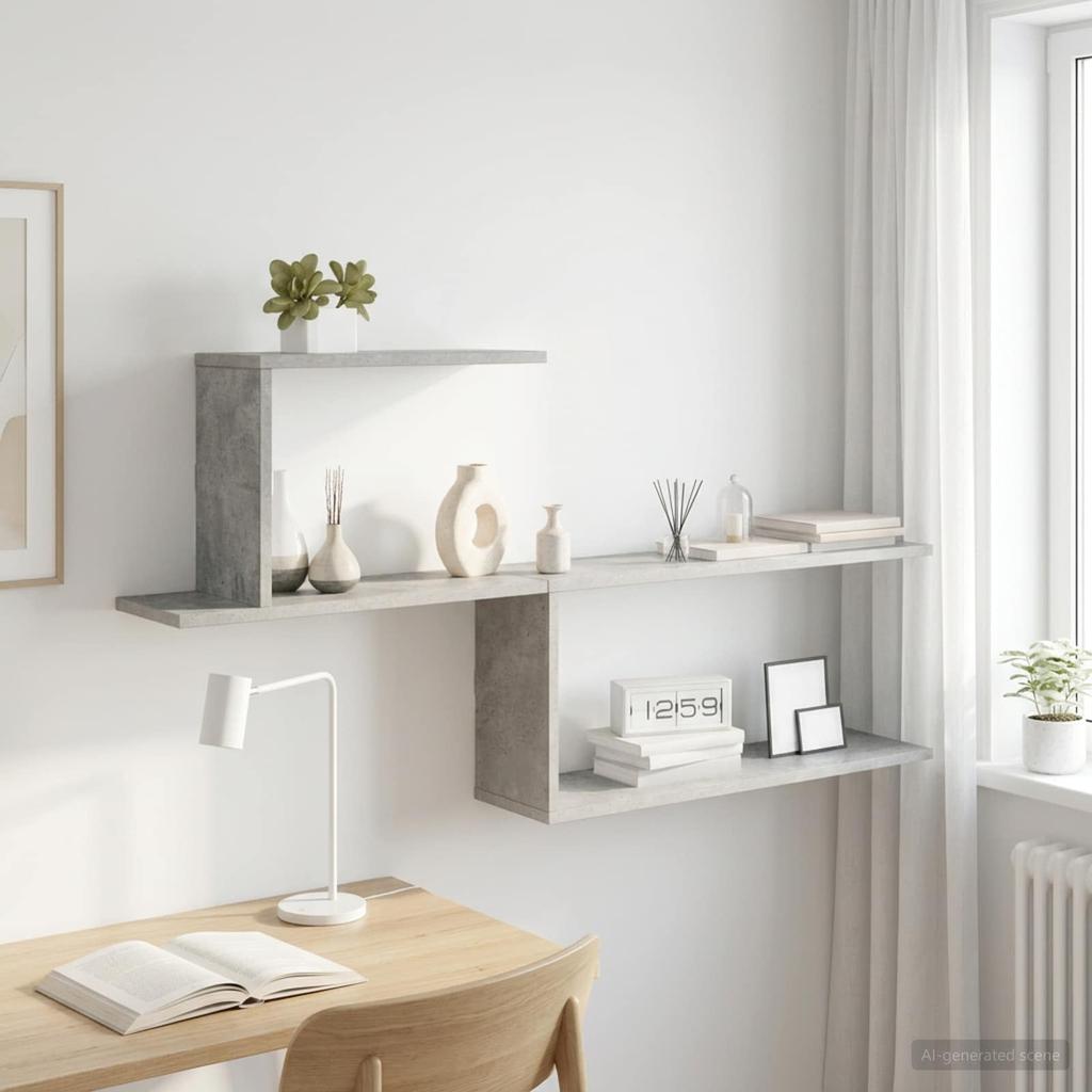 Wall Shelf Concrete Gray 122 x 18 x 60 cm Engineered Wood