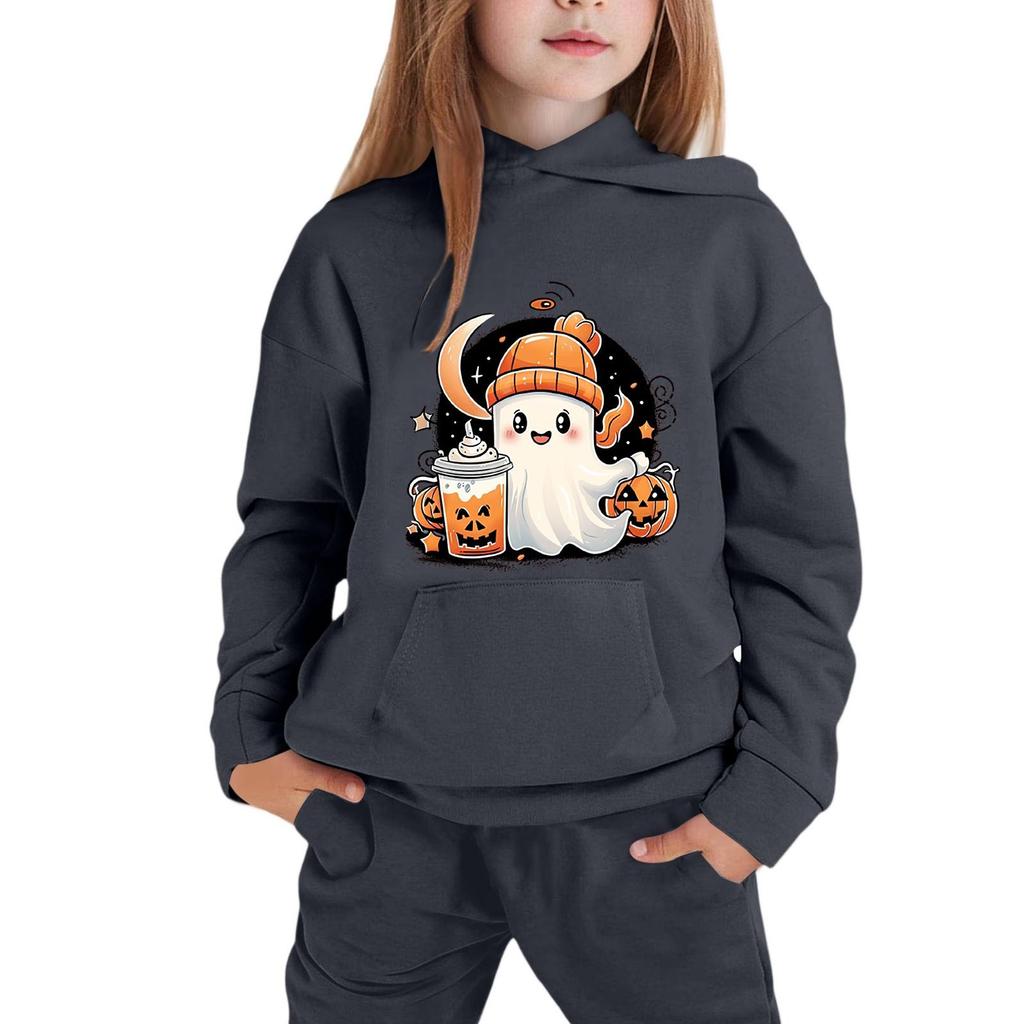 Kids Hoodie with Halloween Print - Long Sleeve Pullover Sweatshirt for Boys and Girls