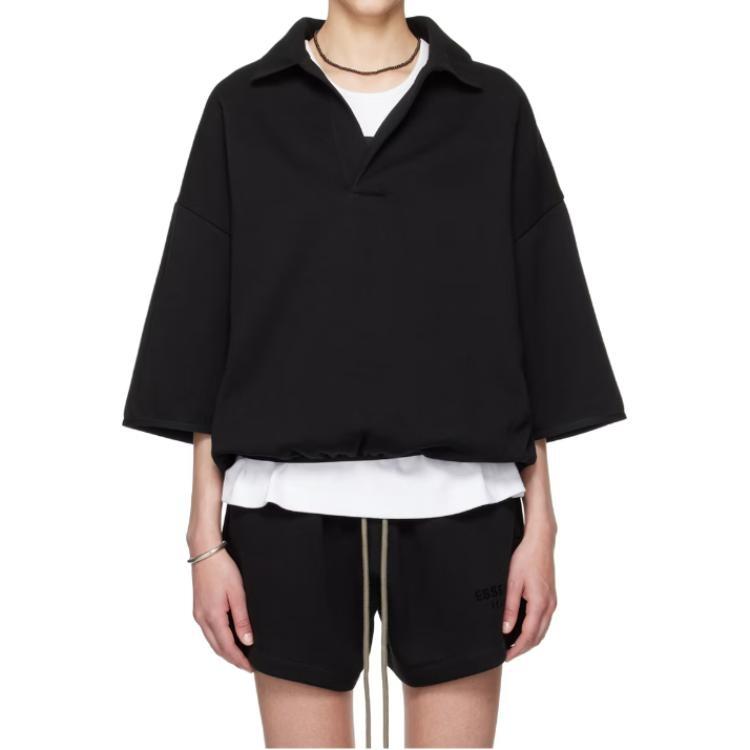 Fear of God Essentials SS24 Polohemd 3/4 Ärmel 'Schwarz' Herren 192SU244400F
