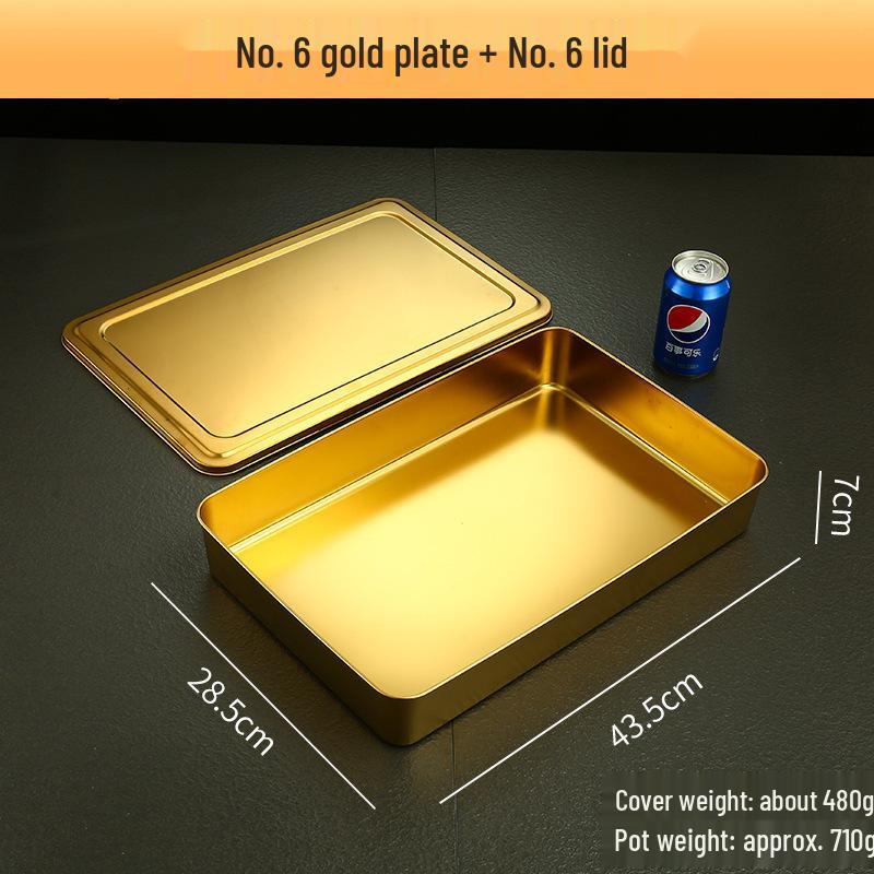 Stainless Steel Deep Snack Plate with Lid - Rectangular Baking Pan and Narrow Tray