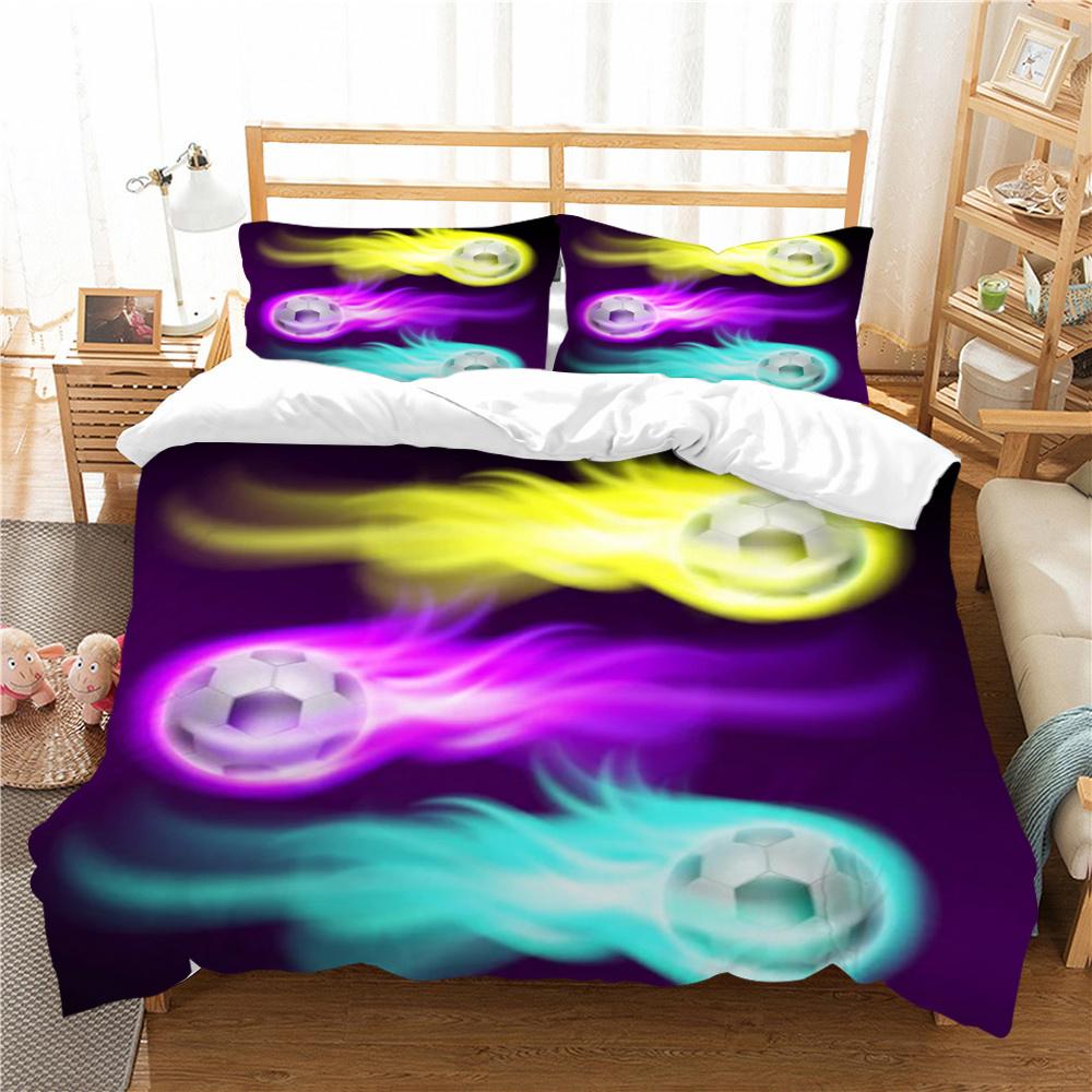 Heißer Verkauf Fußball Muster Bettwäsche Abdeckung Set Fußball Bett Abdeckung Set Sport Teenager Einzigen Größe Heimtextilien Mikrofaser Luxus Bettwäsche Abdeckung Sets