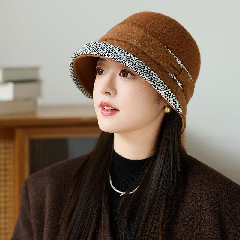 New Wool Retro Fashion Bucket Hat Autumn and Winter Women's Warm Fashion Basin Hat