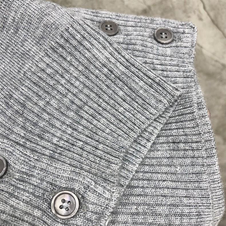 Round Neck Unisex Wool Sweater - Trendy Two-Button Four-Bar Design for Autumn/Winter