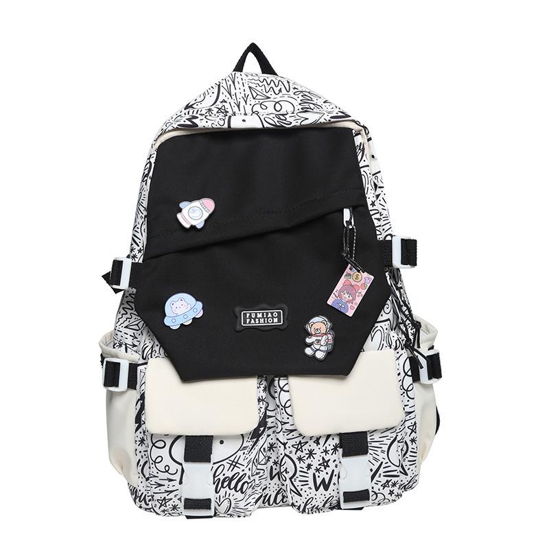Fashion and Popular Plaid Large-capacity Korean Version Ins Tide Brand Personalized Contrasting Color High School Student Backpack Japanese Schoolbag
