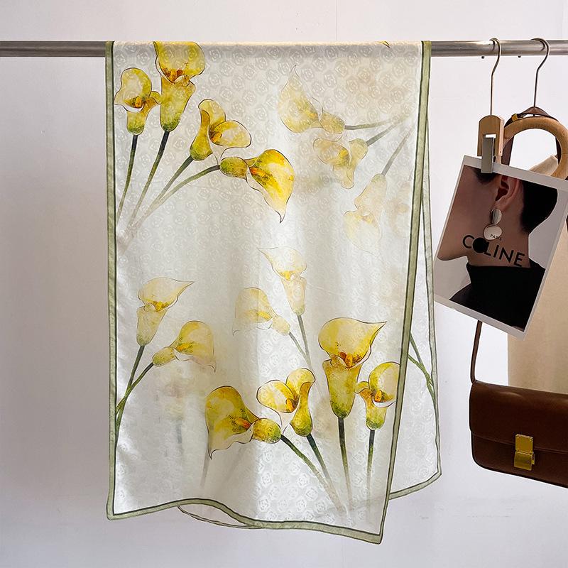 High-end silk silk scarf women s new 100 mulberry silk scarf shawl silk satin silk scarf for mother gift 55cm*170cm