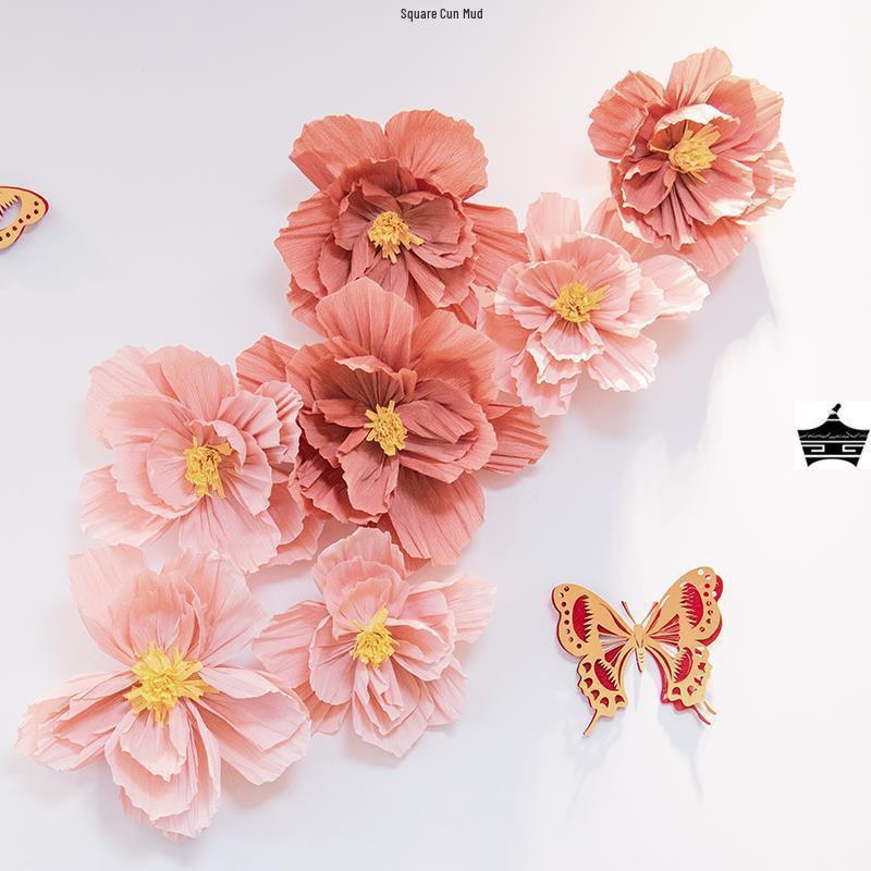 3D Crepe Paper Flower Wedding Decoration Set for Bedroom Wall