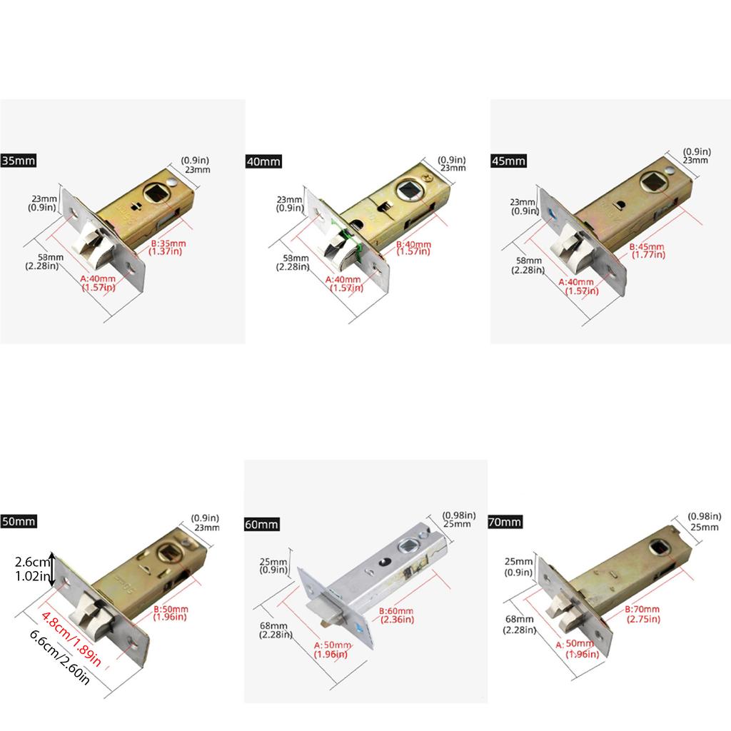 Sturdy Metal Fork Tubulars Mortice Latches Metal Finish Convenient Accessory for Bathroom and Bedroom Door Installion