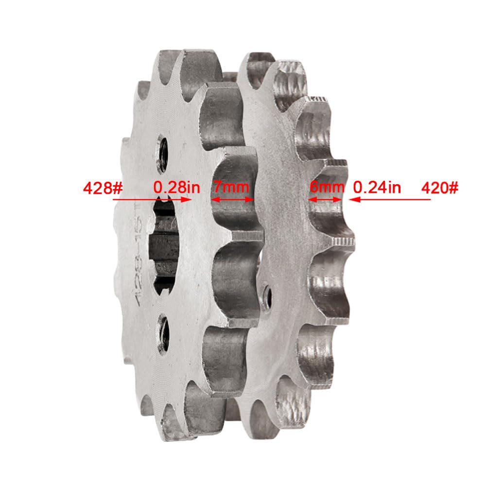 420 14T 17mm Chain Sprocket with Retainer Plate Motorcycle Front Sprocket Gear fits for 50cc 70cc 90cc 110cc 125cc 140cc 160cc Engine Pit Dirt Mini