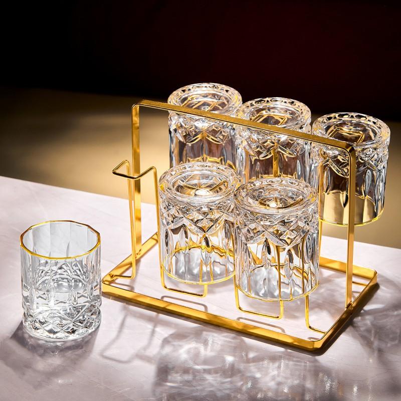 Elegant 150ml Crystal Glass Tumbler Set Whiskey Baijiu Beer 6pcs Modern Home Barware Lead-Free Transparent Or Gold-Trimmed