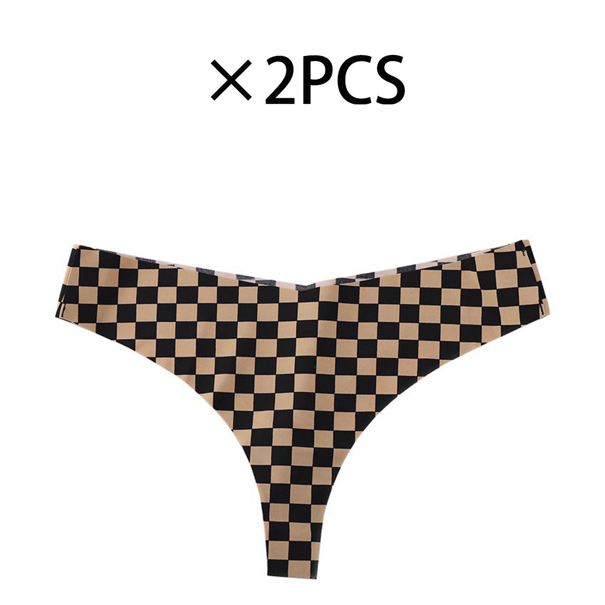 

2 шт. Женское модное нижнее белье Контрастные стринги Бесшовные сексуальное нижнее белье Женские трусы с низкой талией Дышащая ткань Тонкие и удобные стринги XL коричневый