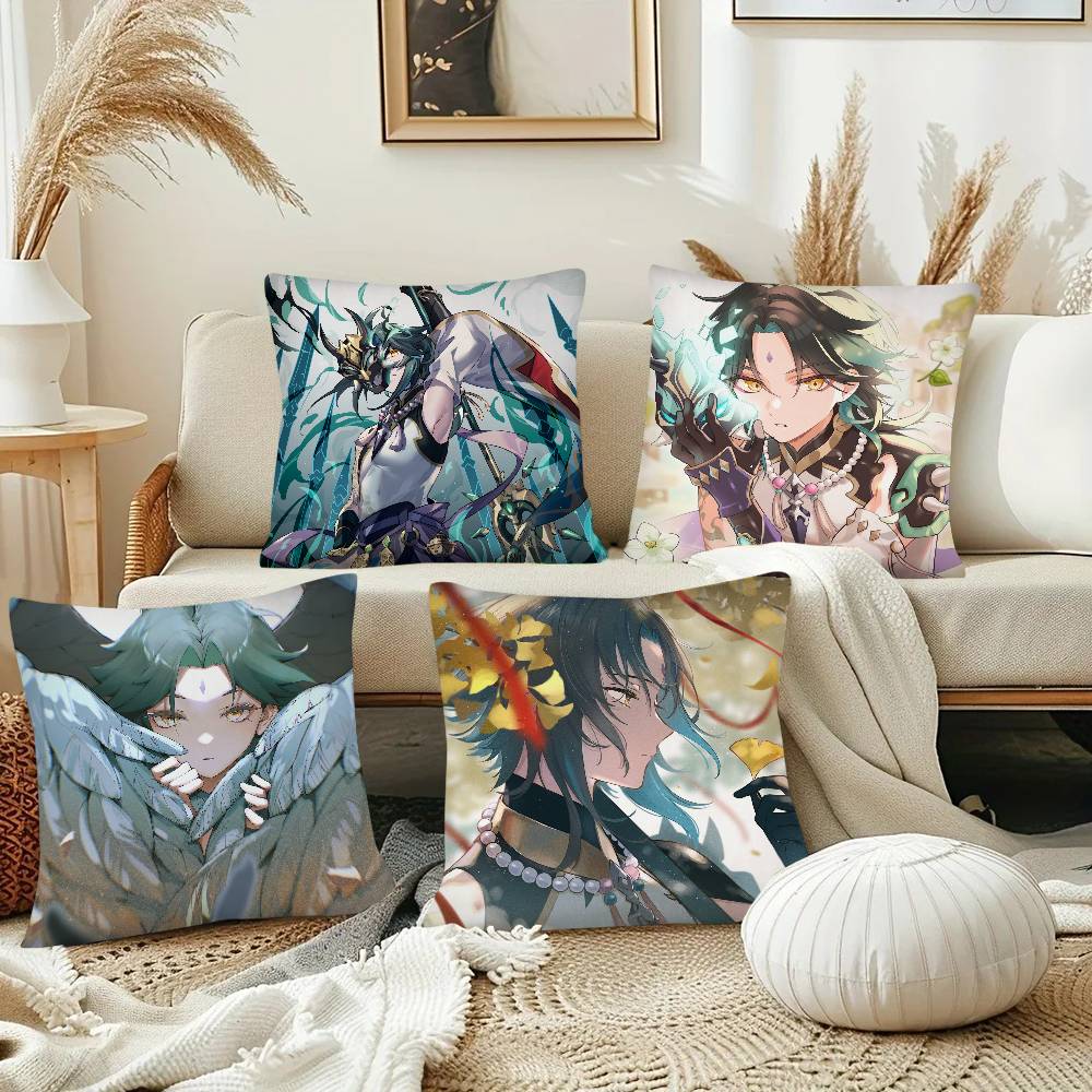 Spiel Anime Genshin Impact Xiao Kissenbezug Mode Quadratischer Kissenbezug Schlafzimmer Sofa Raum Ins Dekoration Freizeit