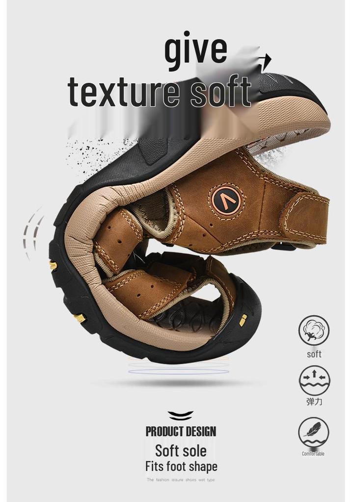2019 Summer Men's Leather Trekking Sandals - Outdoor Stream-Crossing Cowhide Beach Shoes