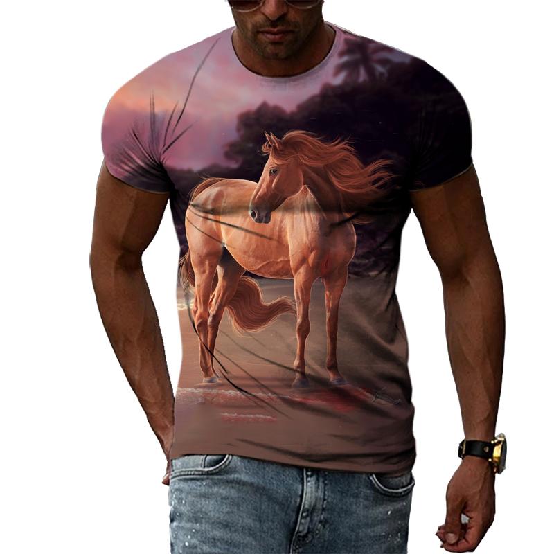 Letní trička s 3D grafikou Animal Horse Pro muže Móda Ležérní Výstřih harajuku Hip-Hop Styl Potištěná trička s krátkým rukávem Top