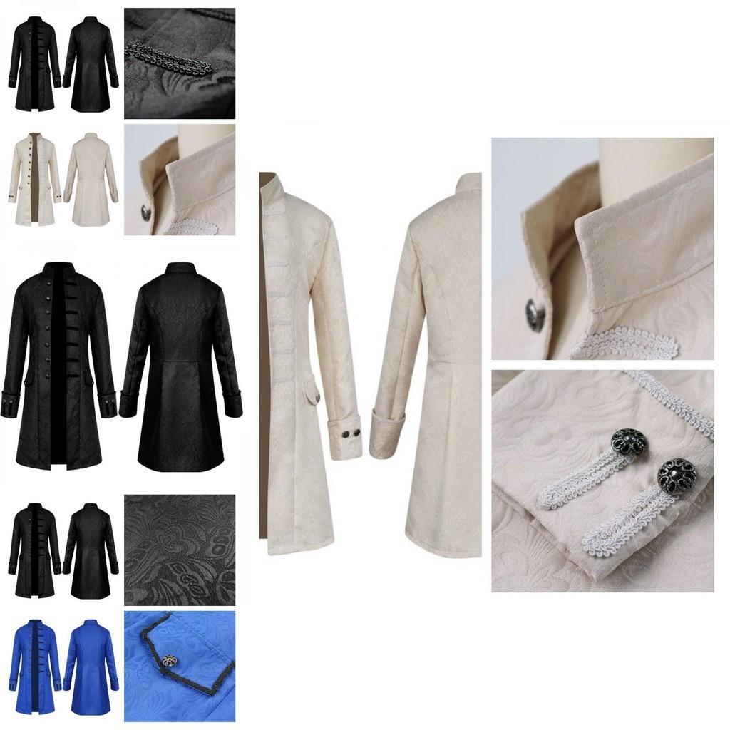 Redingote Steampunk Vintage pour Homme avec Poches à Rabat Latéral