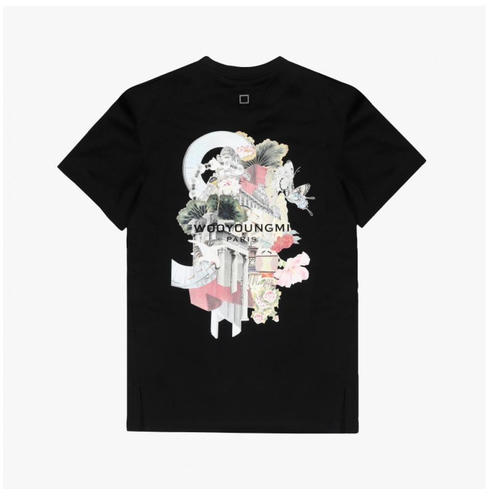 Wooyoungmi Herren Kurzarm City Grafik T-Shirt Logo hinten w253tS05 718b