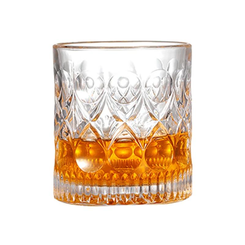 

1/2/4PCS Crystal Glass Whiskey Cups Stereoscopic Relief Design Brandy Wine Glasses 240/285ML Wine Glass Cup Drinkware
