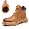 FashionRetro Leather Non-slip Platform Boots for Men Designer Soft-soled Autumn Winter Men's Shoes Fashion  Casual Male Work Boots