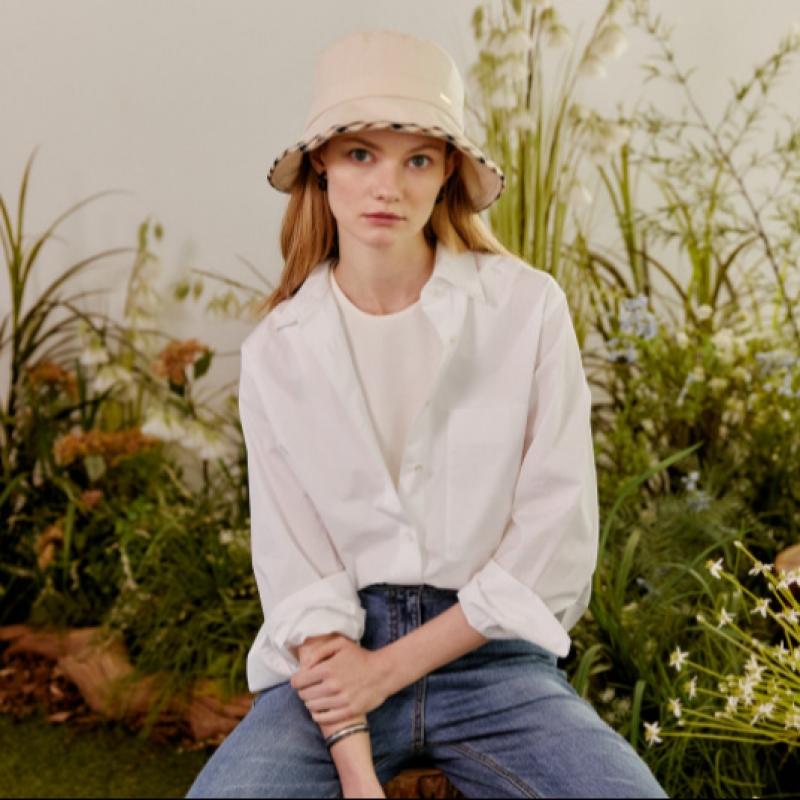 Daks Ivory Check Cotton Linen Blend Bucket Hat Dbhe5e123i2