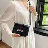 IELGY Women's Fashion Embroidery Pattern Messenger Square Bag Black