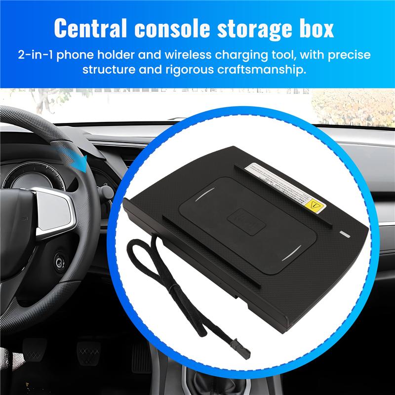 Plain 15W For Qi Wireless Charging Phone Charger Fast Charging Plate Panel Storage Box For Honda Civic 10Th MK10 2016-2020