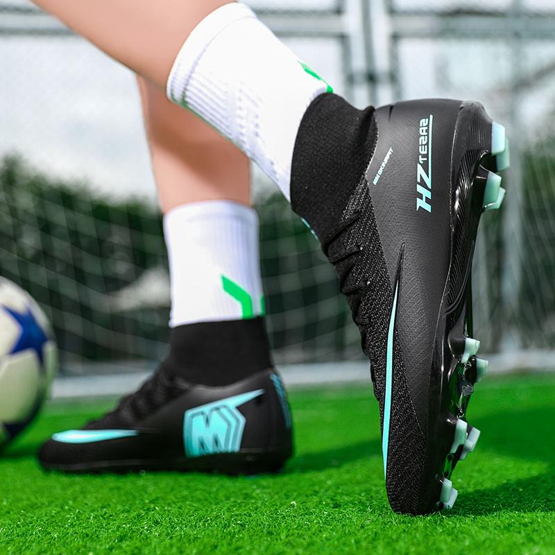Men's High Top Soccer Shoes FG Long Spikes Adult Football Shoes Lightweight Professional Athletic Training